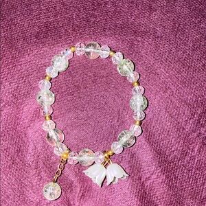 Elegant Crystal Beaded Bracelet with Floral Charm